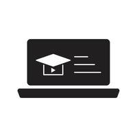E-learning Black Fill icon set. Online education Elements icon set. Online tuition, e-learning, video courses, Graduation, Education Modern. Black Fill Icon for online Icon, .... vector