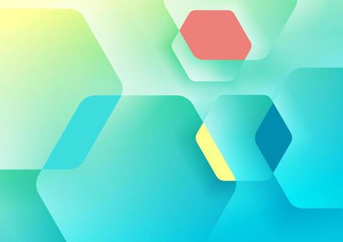 Pastel colorful hexagons abstract tech geometric background vector