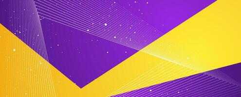 Contrast violet and yellow minimal background with dots and triangular lines vector