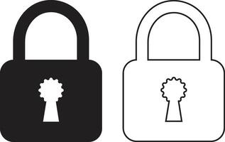 Lock Icon in trendy flat and line style set isolated on use for safety, privacy or Security system sign symbol. design, Vector for apps and website