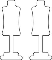 Plastic dummy on the stand icon in line. Sewing or tailoring tools kit sign symbol mannequins realistic male forms dress stands isolated on transparent background vector for apps and website