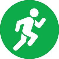 corriendo deporte hombre icono en departamento. aislado conteniendo corredor, carrera, finalizar, chico palo figura corriendo rápido y trotar elementos. símbolo vector para aplicaciones y sitio web