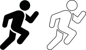 corriendo deporte hombre icono en departamento, línea colocar. aislado conteniendo corredor, carrera, finalizar, chico palo figura corriendo rápido y trotar elementos. símbolo vector para aplicaciones y sitio web