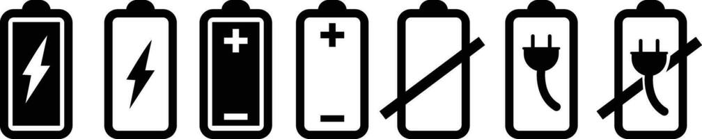 Battery icon in flat design set. isolated on transparent background. battery charge level smartphone battery level indicator Concept power, energy, elements sign symbol. Vector for apps and website