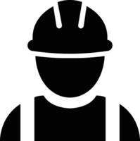 construcción trabajador icono en departamento. aislar. relacionado a edificio contratista constructor hombre industria arquitecto o ingeniero obrero con casco. vector para aplicaciones y sitio web
