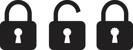 Lock Icon in trendy flat style set isolated on use for safety, privacy or Security system sign symbol. design, Vector for apps and website