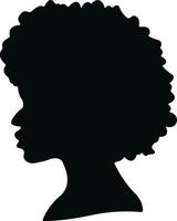 mujer icono en departamento. aislado en elegante siluetas con diferente peinados símbolo de africano americano hermosa hembra cara en perfil. vector para aplicaciones y sitio web