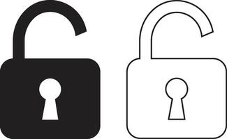 Lock Icon in trendy flat and line style set isolated on use for safety, privacy or Security system sign symbol. design, Vector for apps and website