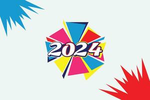 contento nuevo año 2024 diseño, vistoso número 2024 vector, 2024 oro 3d, contento nuevo año 2024, nuevo año 2024. vector