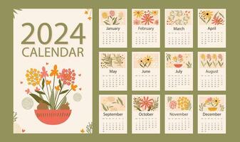 calendario 2024 vector diseño ilustración