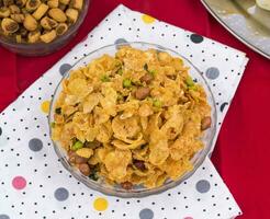 Indian Delicious And Crunchy Mix Namkeen Food photo