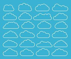 Cloud set isolated on blue background. Vector illustration