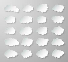 Cloud set with shadow isolated on gray background. Vector illustration