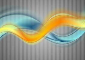 Colorful waves on grey striped background photo