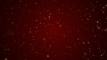 brillante scintillio d'oro stelle e bokeh particelle su un' buio rosso pendenza. Questo elegante lusso sfondo è pieno HD e un' senza soluzione di continuità ciclo continuo. video