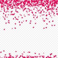 Random falling hearts confetti. Valentines day background. Vector illustration