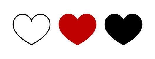 Set of hearts. Heart icons. Sign of love. Vector illustration