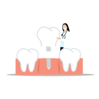 a woman with a tooth and a tooth implant png