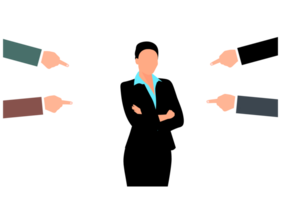 business woman with hands pointing at her png