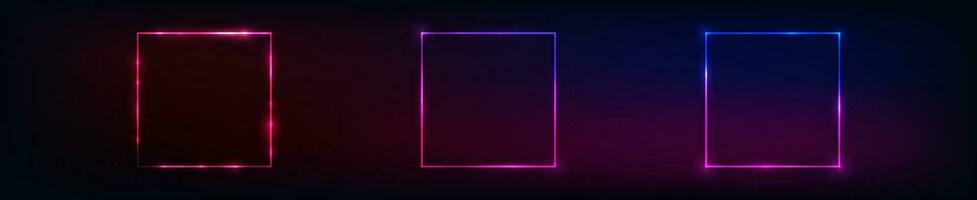 Neon square frame with shining effects vector