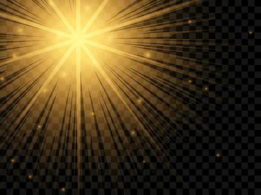 Sunlight on a background. Isolated yellow rays of light. Vector illustration
