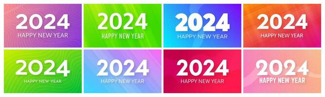 2024 Happy New Year on colorful backgrounds vector