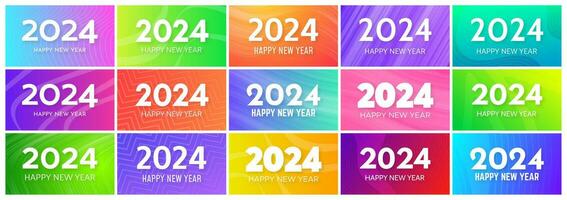 2024 Happy New Year on colorful backgrounds vector