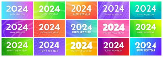 2024 Happy New Year on colorful backgrounds vector