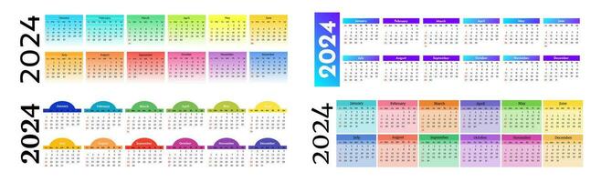 Calendar for 2024 isolated on a white background vector