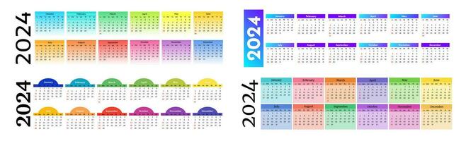 Calendar for 2024 isolated on a white background vector