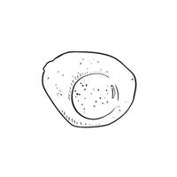 A line drawn vector illustration of a poached egg. Black and white hand drawn illustration of a poached egg. Simple drawing with dots on the top indicating pepper.