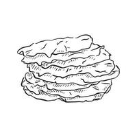 A line drawn illustration of Indian Poppadoms. Hand drawn stack of Indian cuisine, created on Procreate with an apple pencil. vector