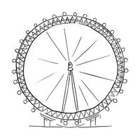 An illustration of the iconic London Eye. Hand drawn sketch. vector