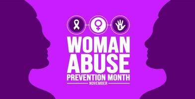 November is Woman Abuse Prevention Month background template. Holiday concept. background, banner, placard, card, and poster design template with text inscription and standard color. vector