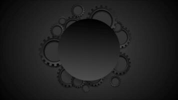 Abstract tech black gears and blank circle video animation