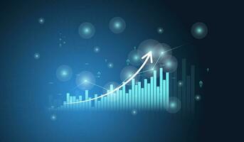 financiero, negocio y gráfico con Moviente arriba flecha grafico en valores mercado en azul color antecedentes vector