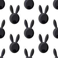 Black rabbit with long ears on a white background. Seamless cute pattern with animals for decorative fabrics. Vector. vector