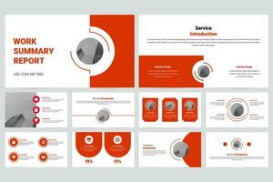 Red modern business work report slide presentation template vector