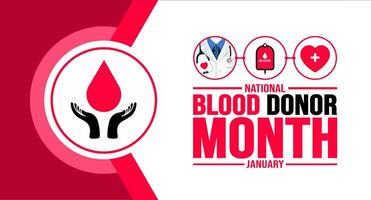 January is National Blood Donor Month background template. Holiday concept. background, banner, placard, card, and poster design template with text inscription and standard color. vector illustration.