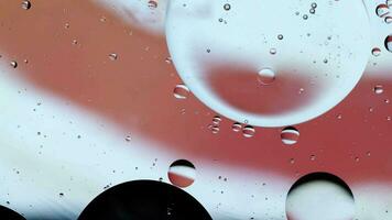 Abstraktes buntes Speiseöl lässt Blasen und Kugeln fallen, die auf der Wasseroberfläche fließen video
