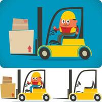 Forklift Driver Cartoon Set vector