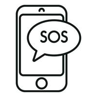 Sos phone signal icon outline vector. Rescue protection vector