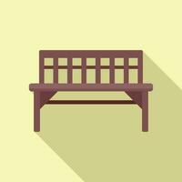 Outdoor garden bench icon flat vector. Wooden furniture vector