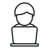 Person work laptop icon outline vector. Account balance vector