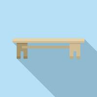 Long wooden bench icon flat vector. Park plan vector