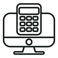 Online computer calculator icon outline vector. Record keeping vector