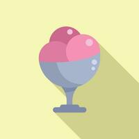 Berry gelato bowl icon flat vector. Ice cream balls vector