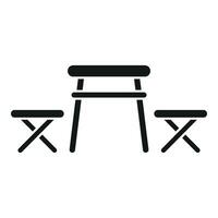 Campsite outdoor furniture set icon simple vector. Tourist nature vector