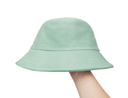 mano coperto con verde secchio cappello png trasparente