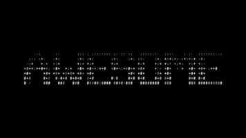 impressionante ascii animação ciclo em Preto fundo. ascii código arte símbolos máquina de escrever dentro e Fora efeito com em loop movimento. video